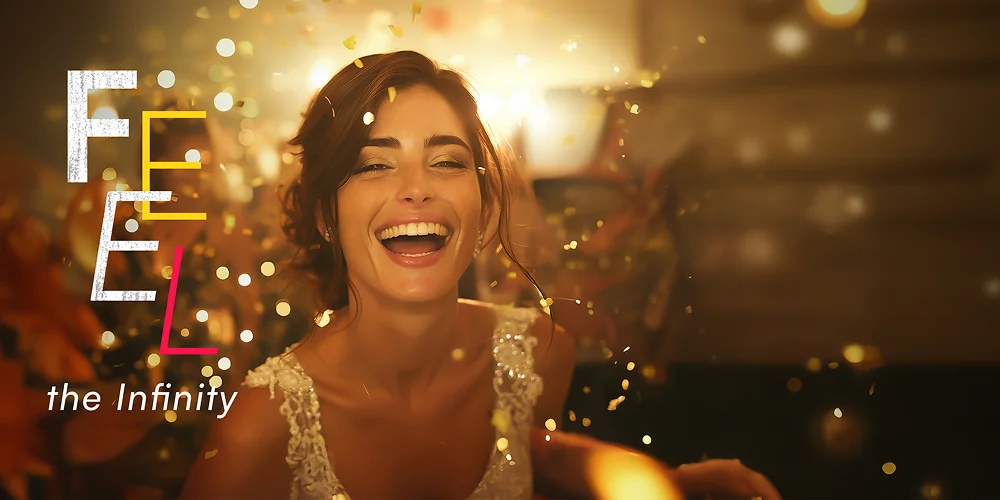 Smiling woman with confetti
